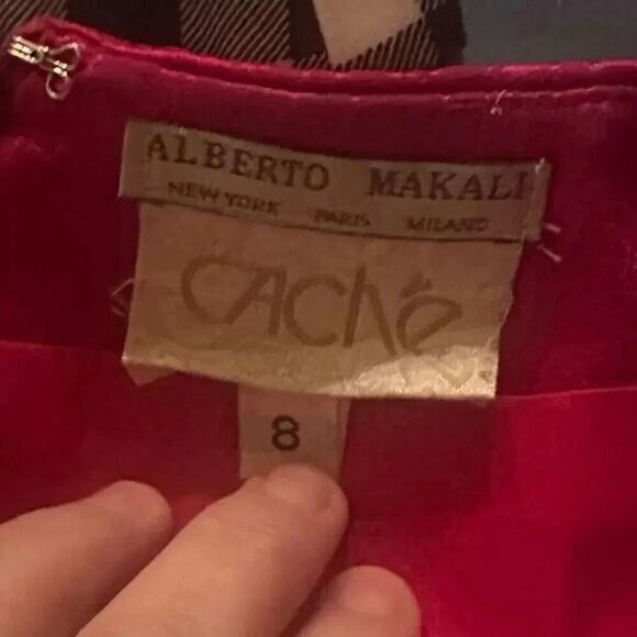 Cache Women’s Hot Pink Textured A-Line Skirt Size 8 Career Cocktail Party - Picture 4 of 4